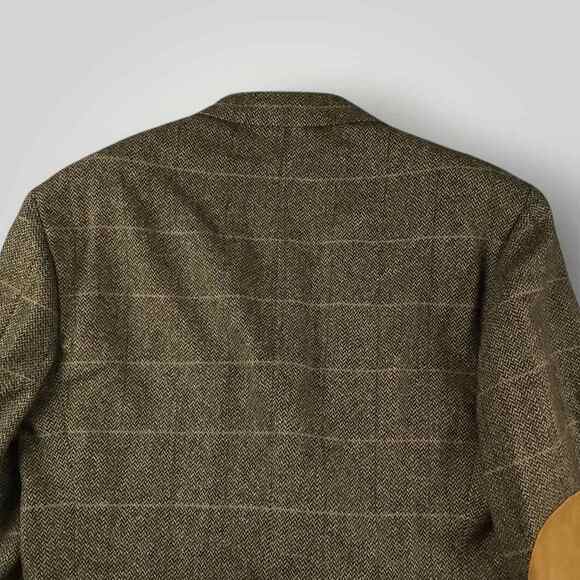 Evan Picone Blazer Sport Coat 40R Mens Vtg Classic Fit Wool Elbow Patch Brown - Picture 9 of 10